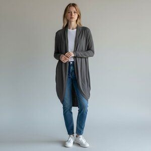 Banana Republic Stretch XS Open Front Drape Cardigan‎ Gray Lightweight GUC